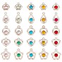 100Pcs 5 Style UV Plating ABS Plastic Pendants, with Acrylic Rhinestone, Faceted, Heart & Flower & Flat Round & Teardrop & Crown