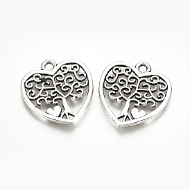 Сплавочные подвески тибетского стиля, сердце, без кадмия и без свинца