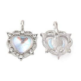Zinc Alloy Pendants, Resin Imitation Gemstone Heart Charms