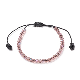 Pulsera de cuentas trenzadas de vidrio transparente, pulsera ajustable para mujer