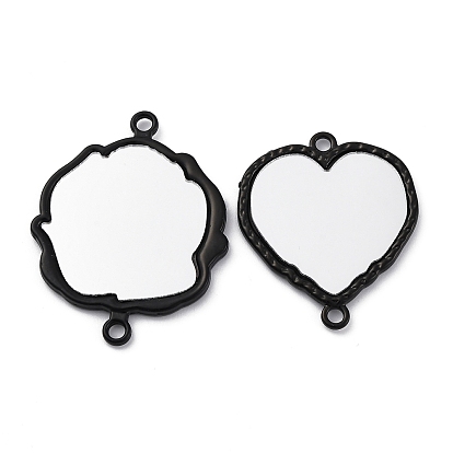 Подвески для двухстороннего стеклянного зеркала, с черной рамой из сплава, цветочное сердце