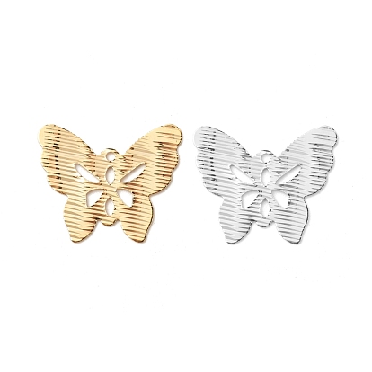Brass Pendants, Long-Lasting Plated, Cadmium Free & Lead Free, Hollow, Butterfly