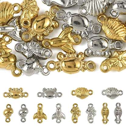 24Pcs 12 Styles Ocean 304 Stainless Steel Links Connector Charms, Real 18K Gold Plated and Stainless Steel Color