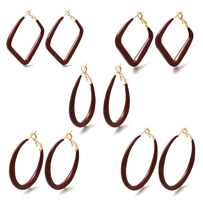 Латунные серьги обруча, с эмалью