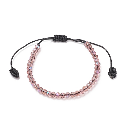 Pulsera de cuentas trenzadas de vidrio transparente, pulsera ajustable para mujer