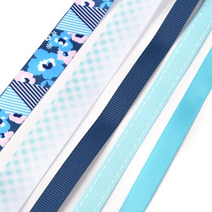 3Rolls Polyester Ribbons, with 2Rolls Grosgrain Ribbons, for Gift Packaging