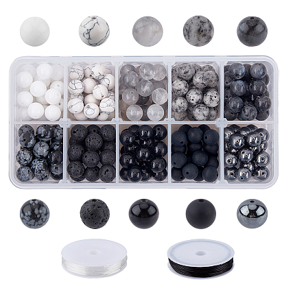 DIY Stretch Bracelets Making Kits, Including Round Natural & Synthetic Mixed Gemstone Beads and Elastic Crystal Thread
