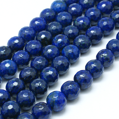 Natural Lapis Lazuli Beads Strands, Dyed, Faceted, Round