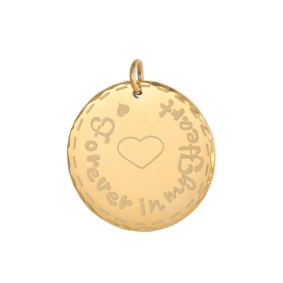 Плоские круглые подвески со словами 304 подвески из нержавеющей стали, ионное покрытие (ip)