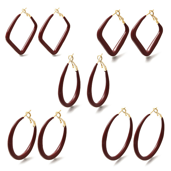 Латунные серьги обруча, с эмалью