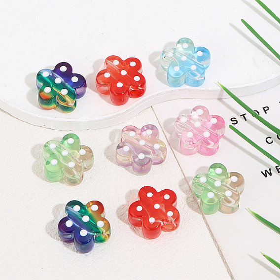 Прозрачные акриловые бусины, цветок, Эмаль стиле, градиент цвета