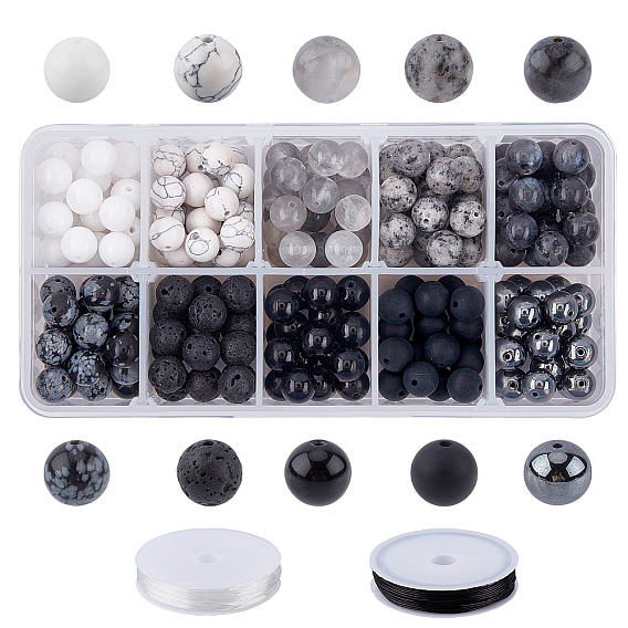 DIY Stretch Bracelets Making Kits, Including Round Natural & Synthetic Mixed Gemstone Beads and Elastic Crystal Thread
