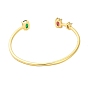 Brass Pave Green & Red Glass Open Cuff Bangles for Women