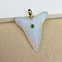 Природные и синтетические Gemstone подвески, с латунной фурнитурой , Подвески в форме акульих зубов, золотые