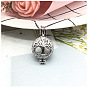 Brass Bead Cage Pendants, with Clear Cubic Zirconia, Tree of Life Charm, for Chime Ball Pendant Necklaces Making