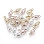 Brass Micro Pave Cubic Zirconia Links, Long-Lasting Plated, Drop