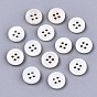 Natural Freshwater Shell Buttons, 4-Hole, Flat Round
