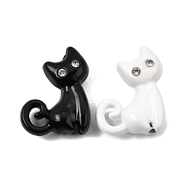 Des perles d'émail en alliage, avec strass, formes de chat
