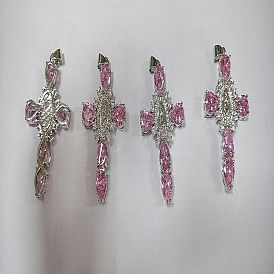 Реечное покрытие латунь микро паве разноцветные подвески из кубического циркония, без кадмия и без свинца, крест со святым