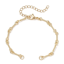 Изготовление браслета из латунной цепочки с закрученными звеньями, с 304 застежками-карабами из нержавеющей стали для женщин