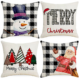 Nordic Christmas Throw Pillow Cover Snowman Santa Claus Linen Pillow Cover Home Decor Living Room Cushion
