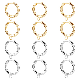 12 шт. 2 цвета 201 фурнитура для сережек-обручей из нержавеющей стали, с горизонтальной петлей и 316 стержнем из хирургической нержавеющей стали