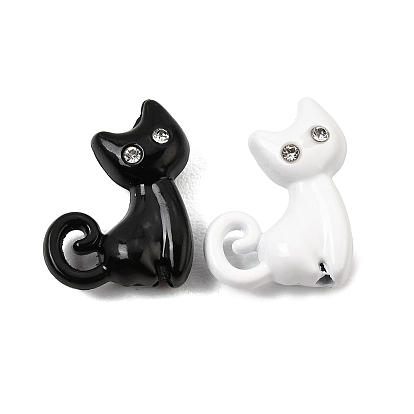 Des perles d'émail en alliage, avec strass, formes de chat
