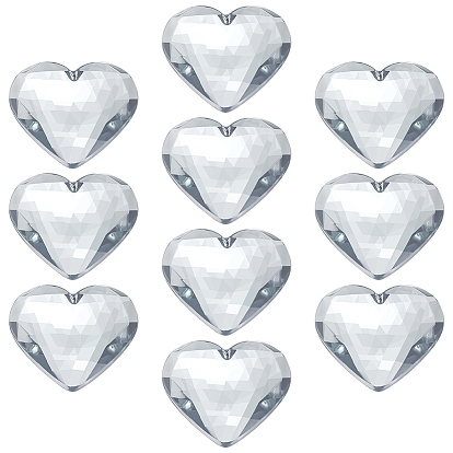 10 шт. кабошоны из акрила со стразами и плоской спинкой, граненое сердце