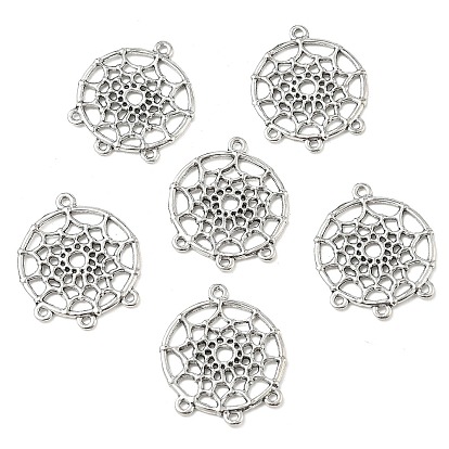 Tibetischen Stil Legierung Kronleuchter Komponenten Links, cadmiumfrei und bleifrei, Flachrund, 34x28x2 mm, Bohrung: 2 mm, ca. 380 Stk. / 1000 g