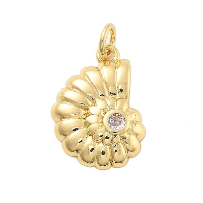 Латунные микро проложить кубического циркония подвески, без кадмия, без никеля и без свинца, Спиральные раковины, реальный 18 k позолоченный, с целью перехода в кольце