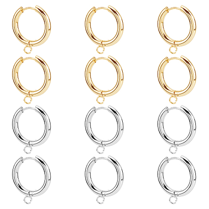 12 шт. 2 цвета 201 фурнитура для сережек-обручей из нержавеющей стали, с горизонтальной петлей и 316 стержнем из хирургической нержавеющей стали