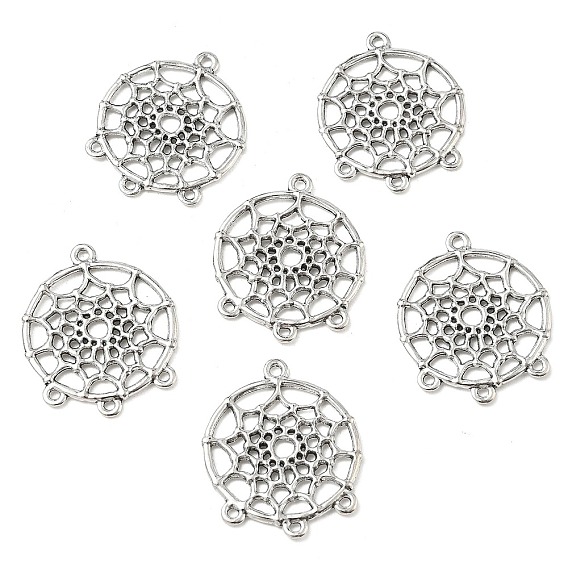 Tibetischen Stil Legierung Kronleuchter Komponenten Links, cadmiumfrei und bleifrei, Flachrund, 34x28x2 mm, Bohrung: 2 mm, ca. 380 Stk. / 1000 g