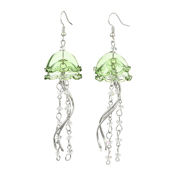 Железо болтаться серьги, со стеклом и 304 подвесками из нержавеющей стали, цветок, платина