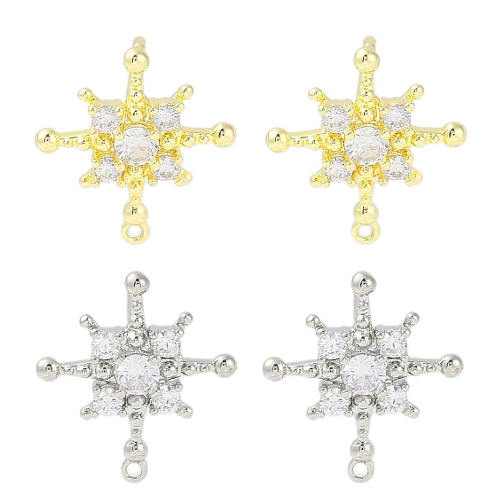 Фурнитура для серег-гвоздиков из латуни с паве из прозрачного кубического циркония, без кадмия, без никеля и без свинца, с петлей, звезда