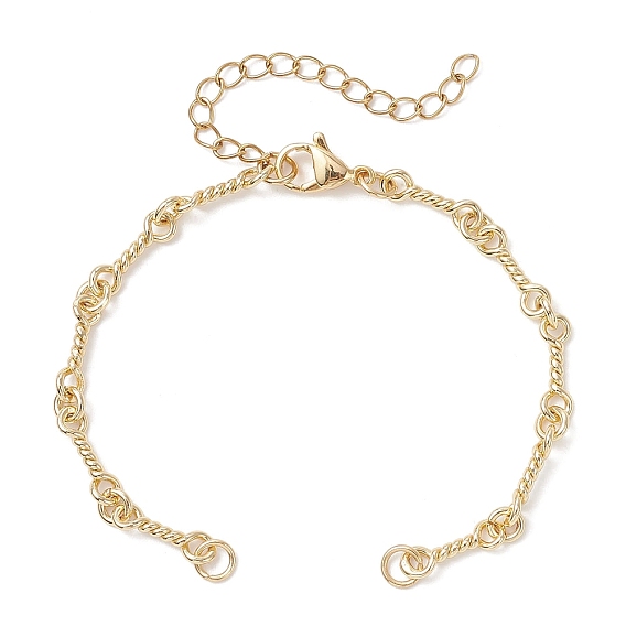 Изготовление браслета из латунной цепочки с закрученными звеньями, с 304 застежками-карабами из нержавеющей стали для женщин