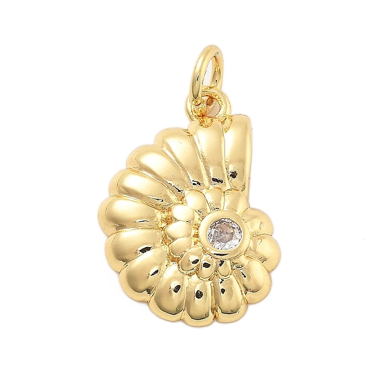 Латунные микро проложить кубического циркония подвески, без кадмия, без никеля и без свинца, Спиральные раковины, реальный 18 k позолоченный, с целью перехода в кольце