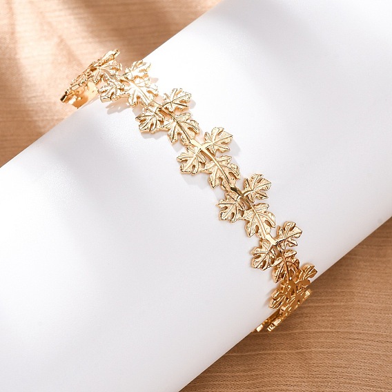 304 из нержавеющей стали манжеты браслеты, кленового листа, ионное покрытие (ip)