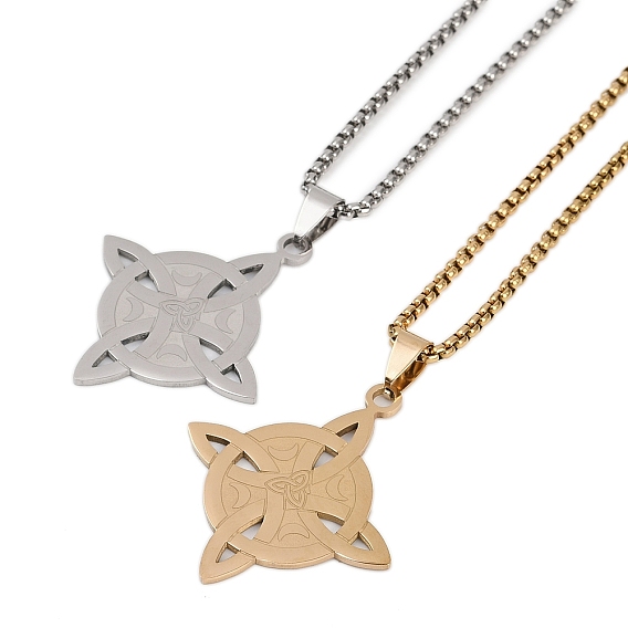 201 ожерелья из нержавеющей стали с кулоном в виде тройного узла желаний для мужчин и женщин