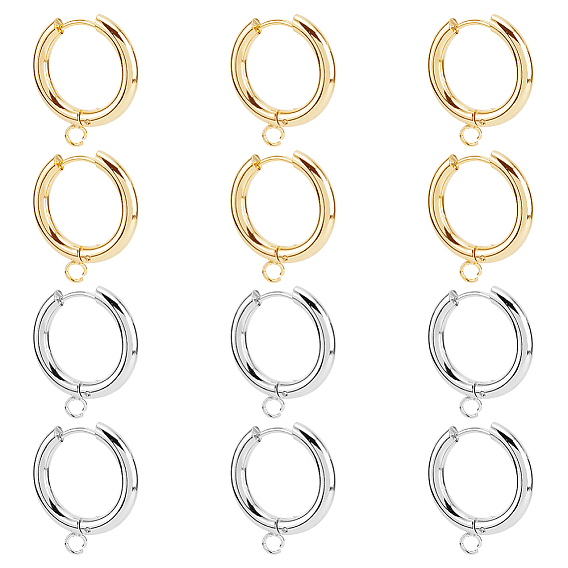 12 шт. 2 цвета 201 фурнитура для сережек-обручей из нержавеющей стали, с горизонтальной петлей и 316 стержнем из хирургической нержавеющей стали