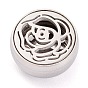 304 Stainless Steel Magnetic Diffuser Locket Aromatherapy Essential Oil Buckle, with Perfume Pad, Perfume Button for Face Mask, Flat Round with Rose