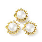 304 Stainless Steel Pendants, with Plastic Imitation Pearl Beads, Flower Charm