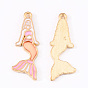 Alloy Enamel Pendants, Mermaid, Light Gold