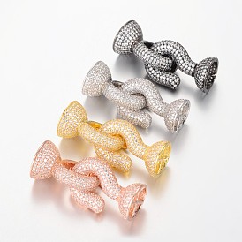 Brass Micro Pave Cubic Zirconia Hook and S-Hook Clasps, 24x15mm