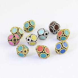 Ovales granos indonesia hechos a mano, con núcleos de aleación, 13x11 mm, agujero: 1.5 mm