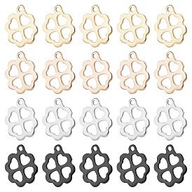 40 pcs 4 colores 304 dijes de acero inoxidable, trébol