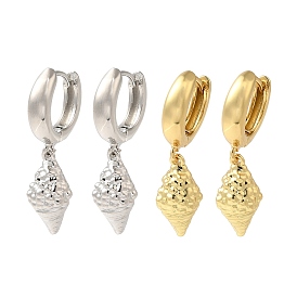 Rack Plating Brass Hoop Earrings, Cadmium Free & Lead Free, Long-Lasting Plated, Shell Shape