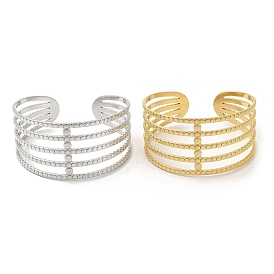 Placage ionique (ip) 304 bracelets en acier inoxydable, bracelets manchette creux pour femmes