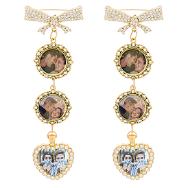 2 броши из сплава, с подвеской из сплава и стеклянными кабошонами, плоско-круглые с сердцем