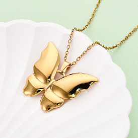 304 подвесные из нержавеющей стали ожерелья, бабочка, ионное покрытие (ip)