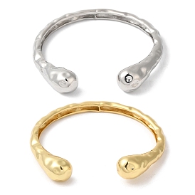 Rack Plating Brass Textured Open Cuff Bangles, Cadmium Free & Lead Free, Long-Lasting Plated